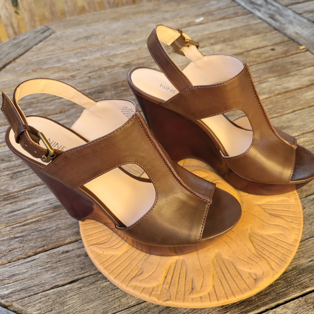 Nine West Brown Wedge Heels